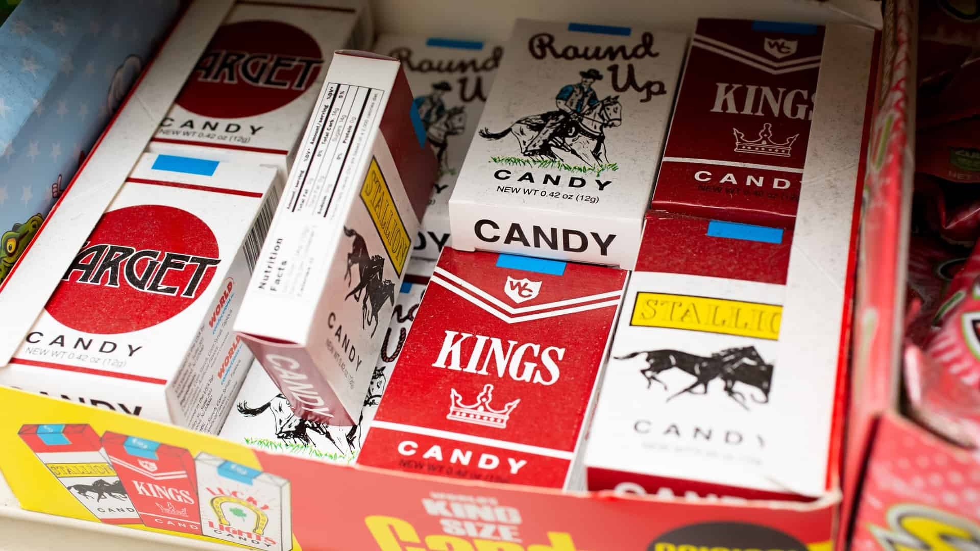 Candy cigarettes in a red box
