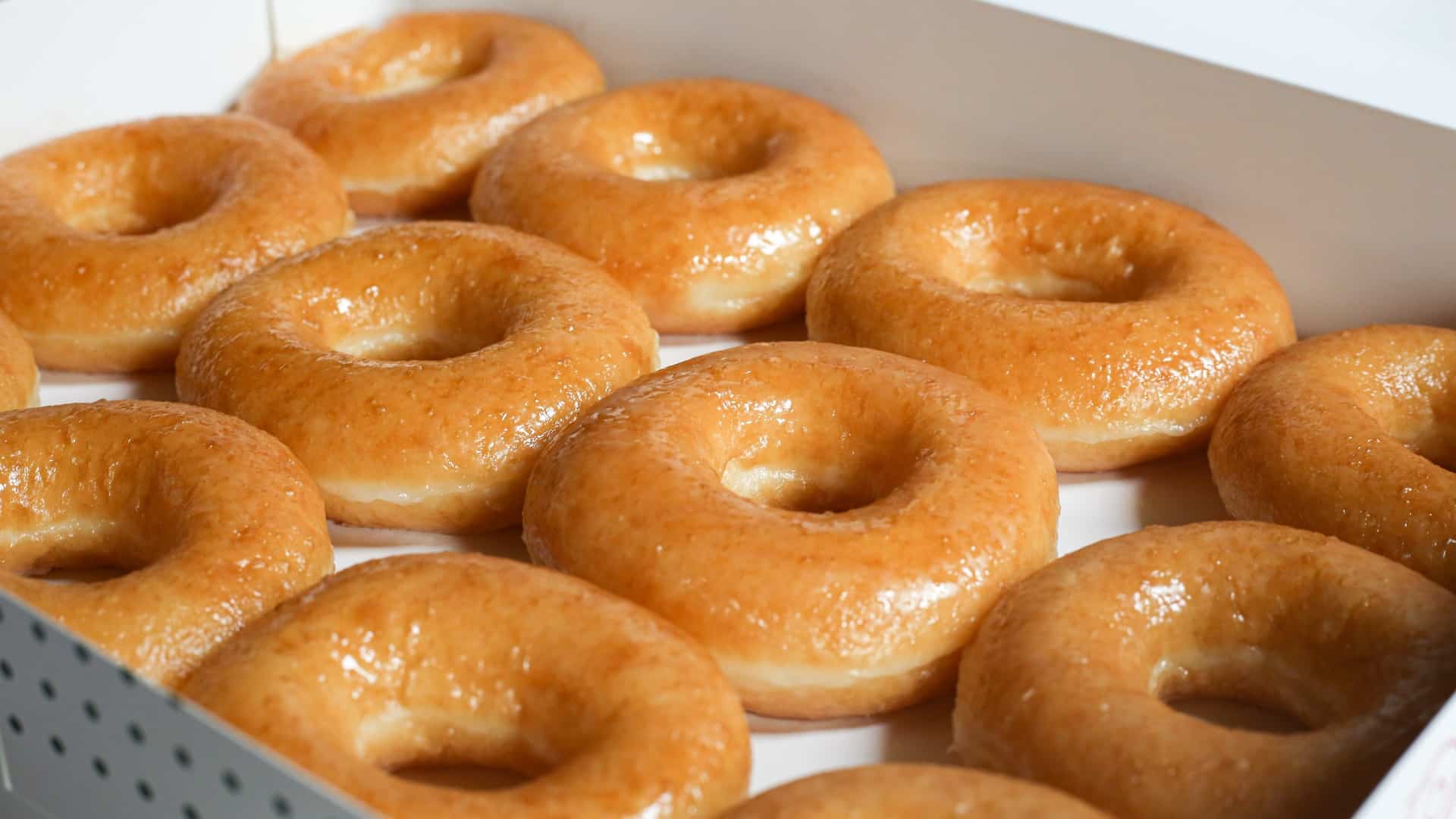 krispy creme doughnuts in a box