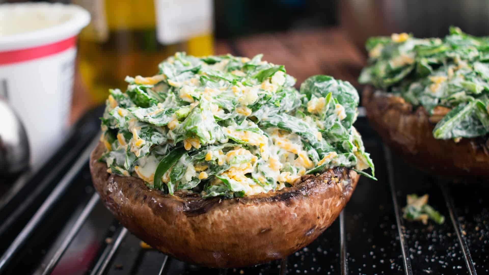 stuffed mushrooms with spinach and cheese