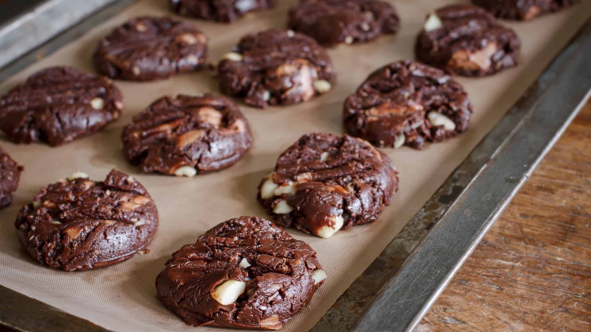 Chocolate Cookies on Parchment lined tray