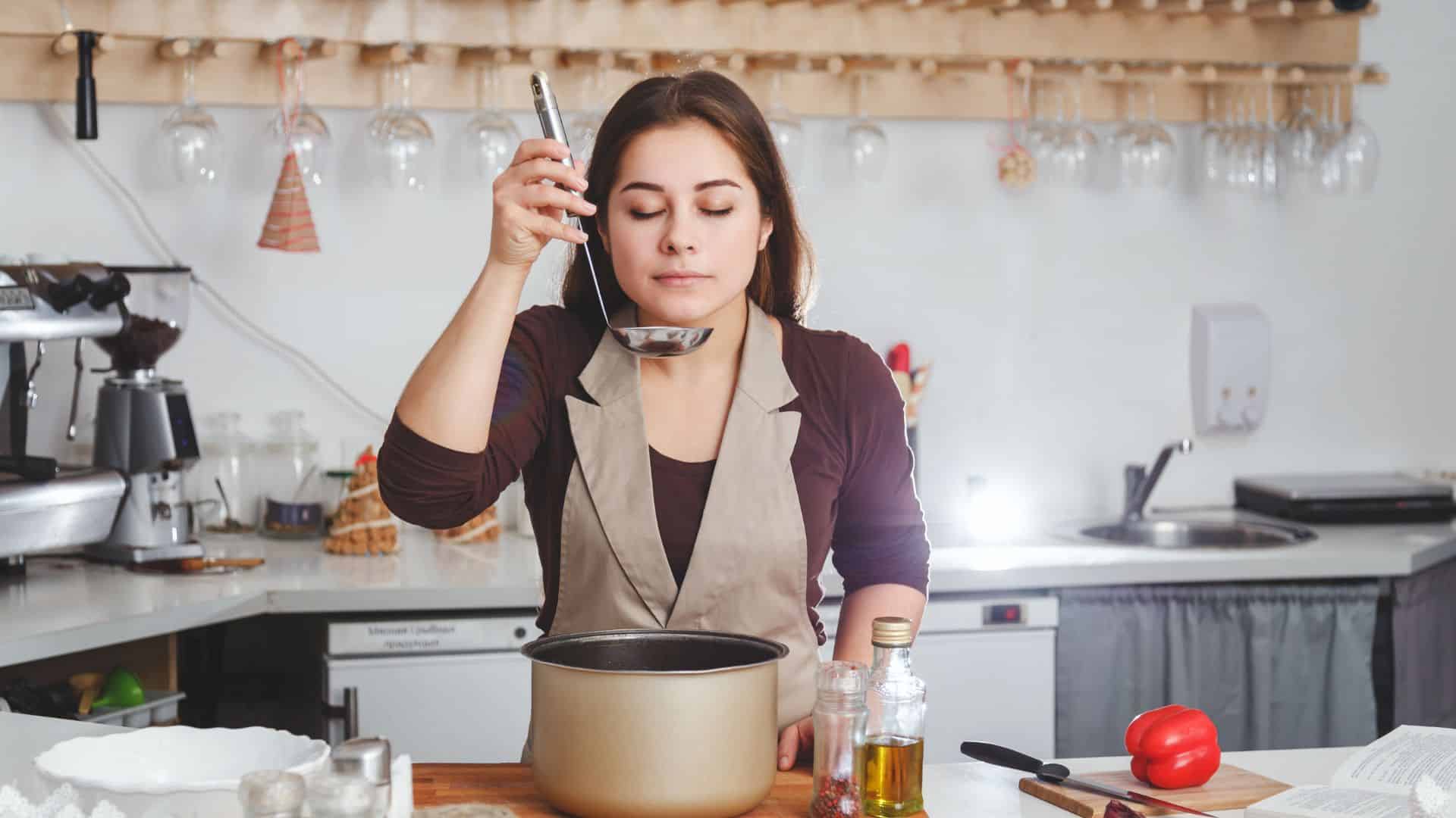 woman cooking.