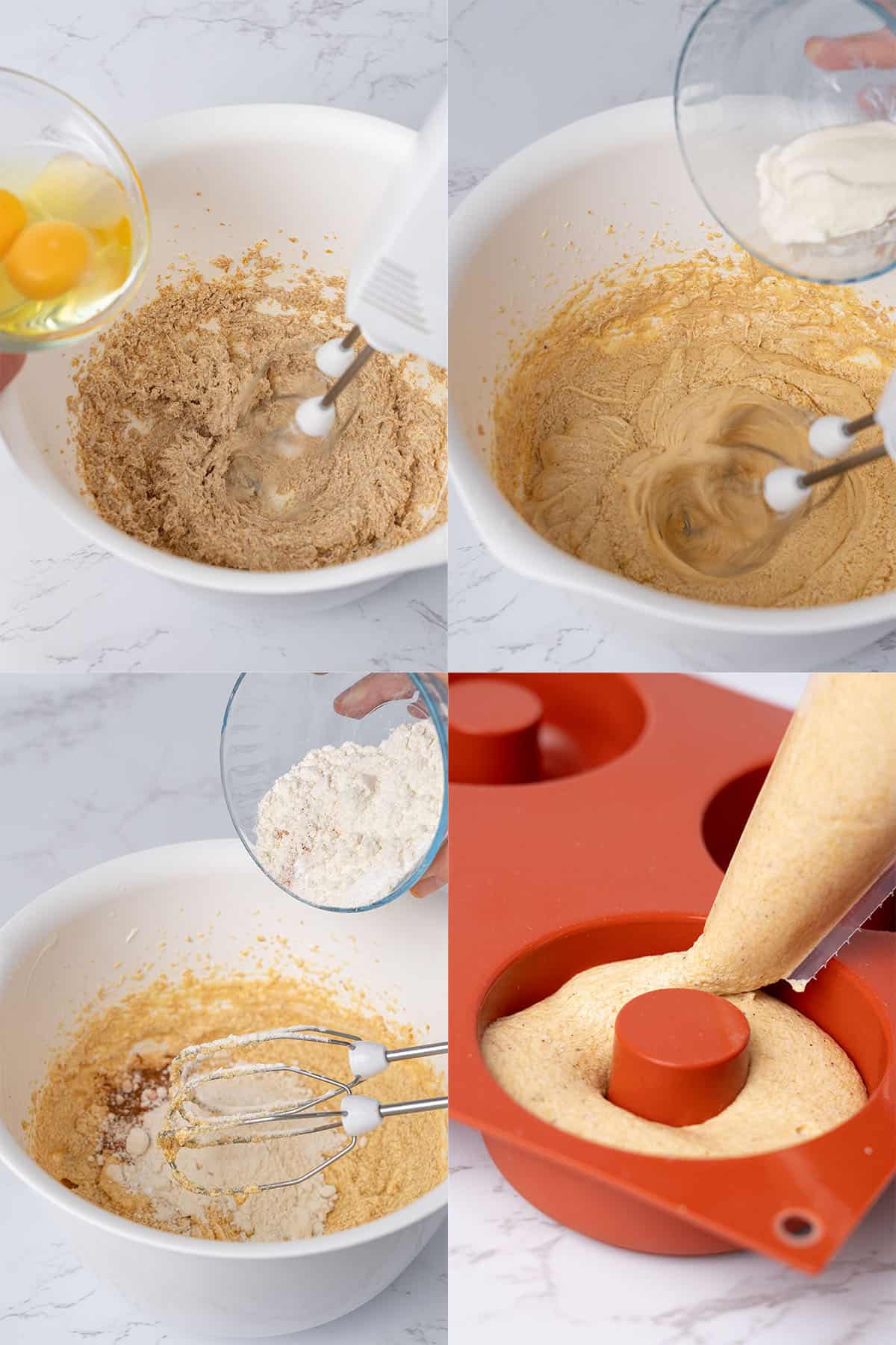 Step-by step donut making process.