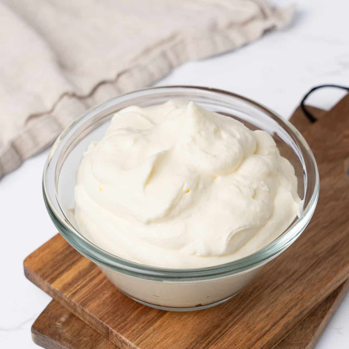 Homemade Cool whip in a bowl.