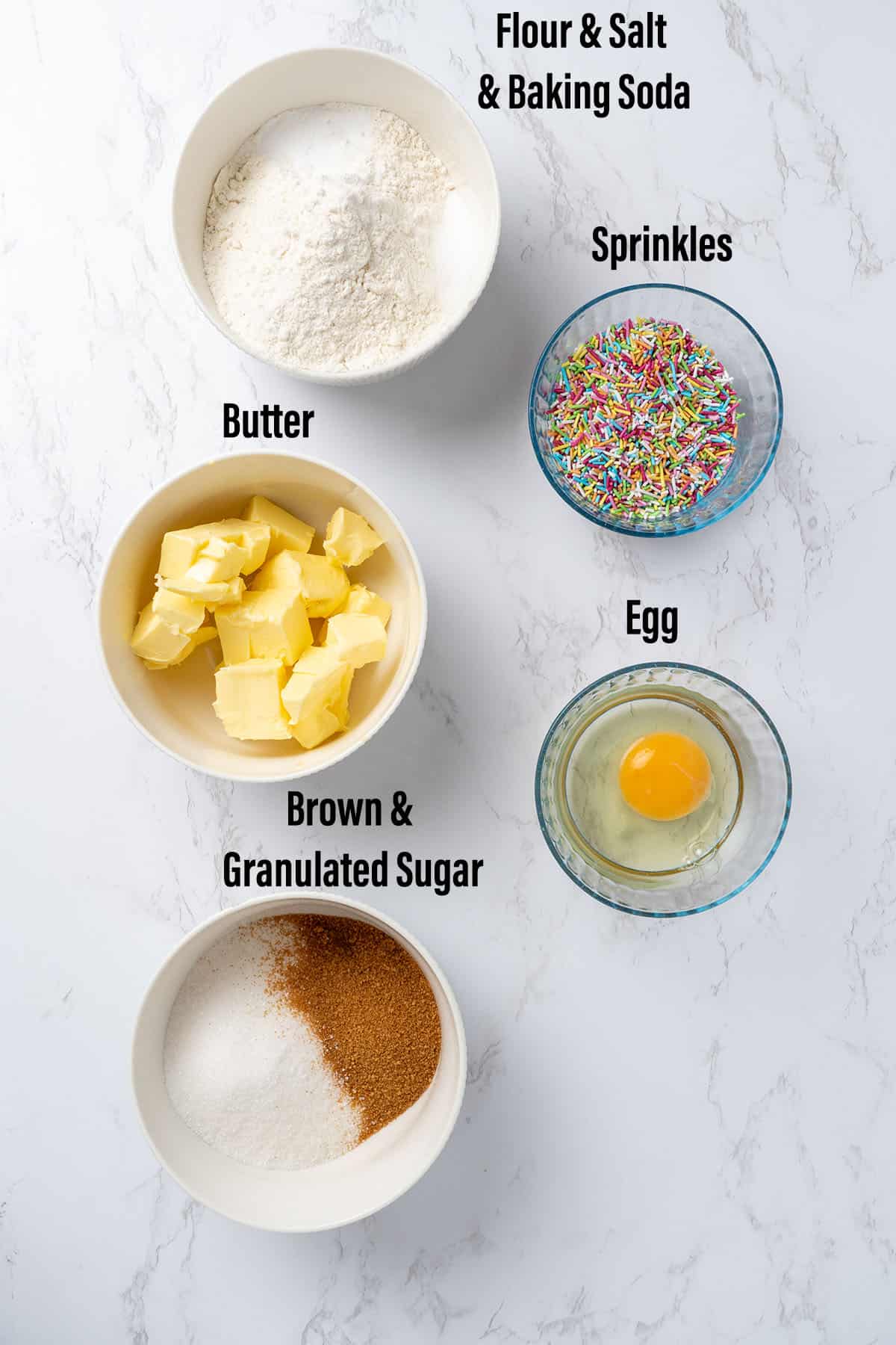 Funfetti cookies ingredients.