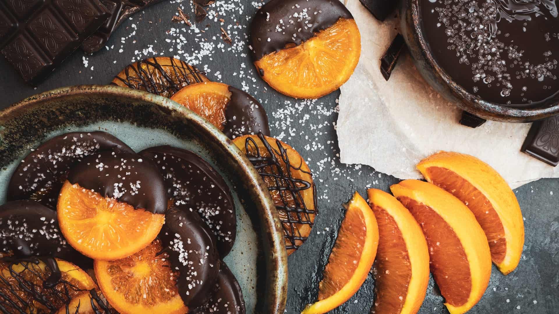 orange slices dipped in chocolate