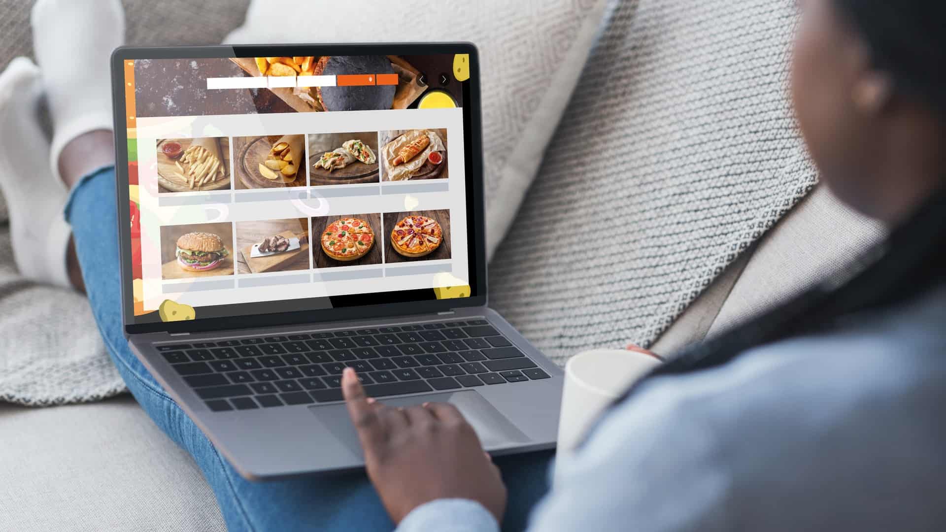 woman looking at food website