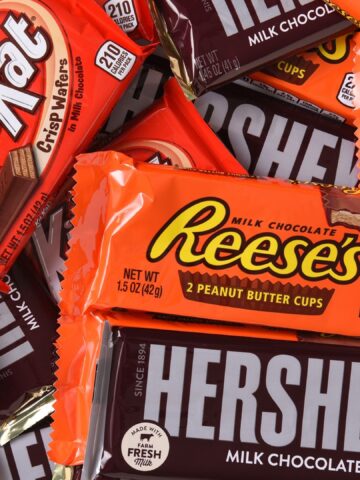 candy bars in a pile
