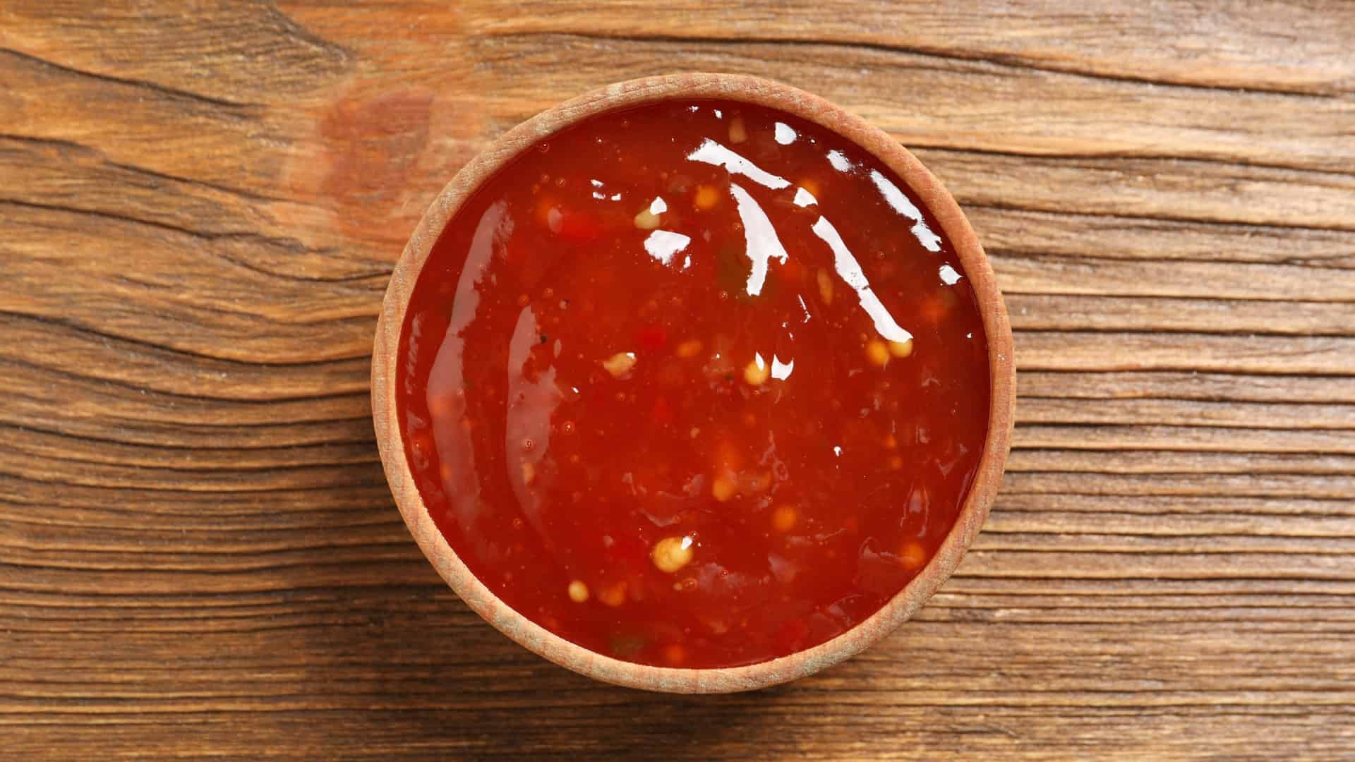 sweet and sour sauce in a bowl
