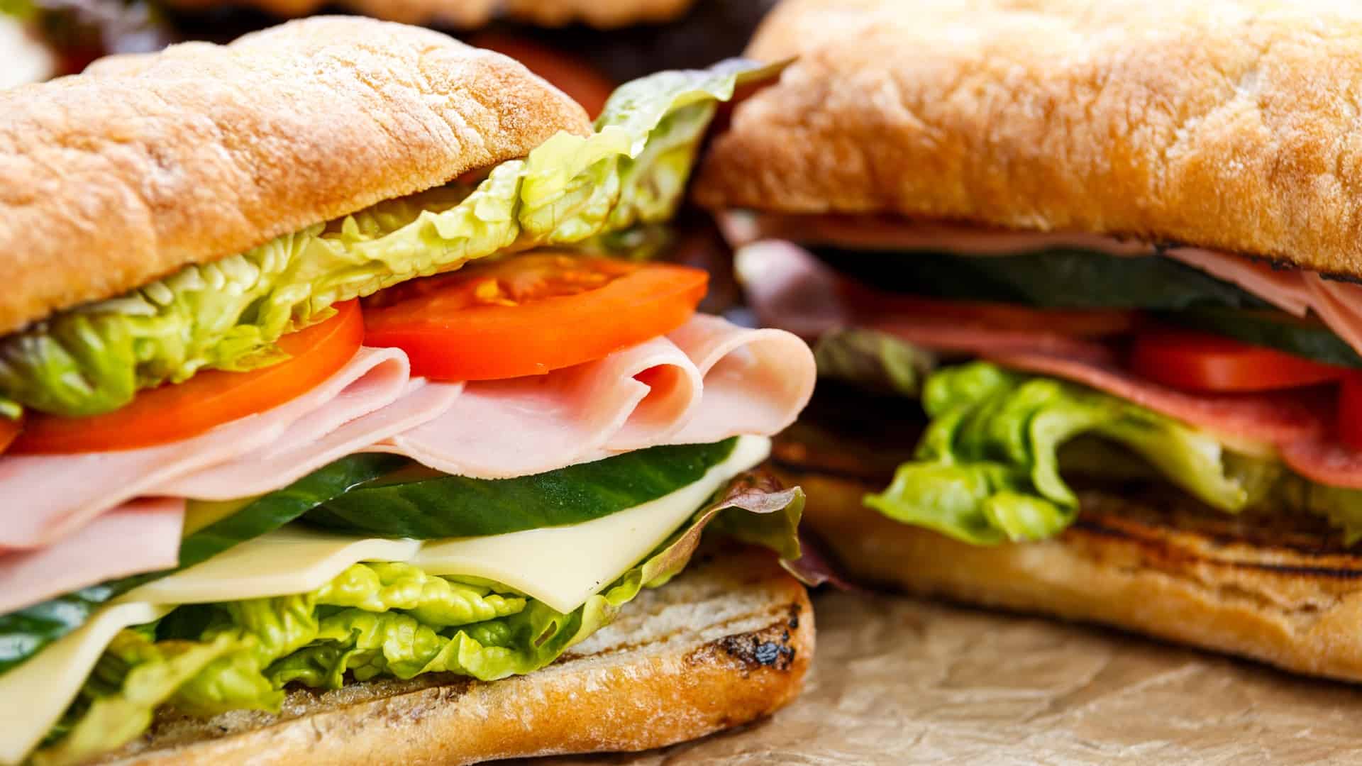 two subway sandwiches close up