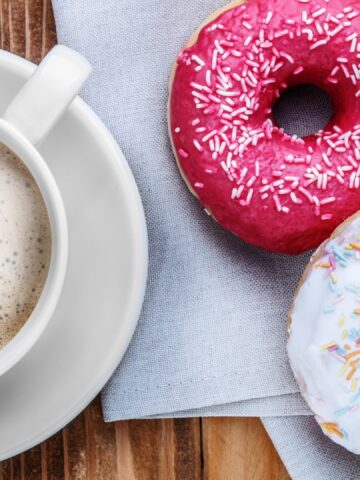 donuts and coffee on a table