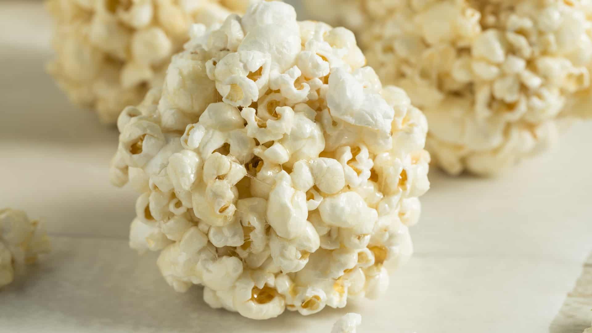 close up of a popcorn ball