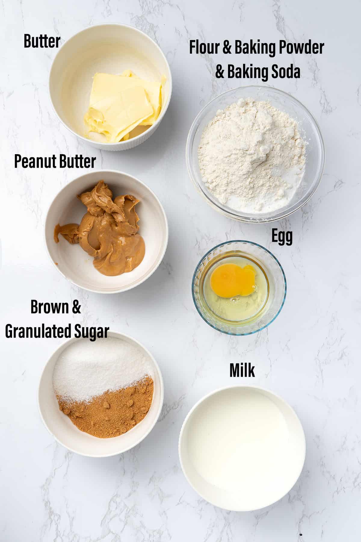 Peanut butter cake ingredients.