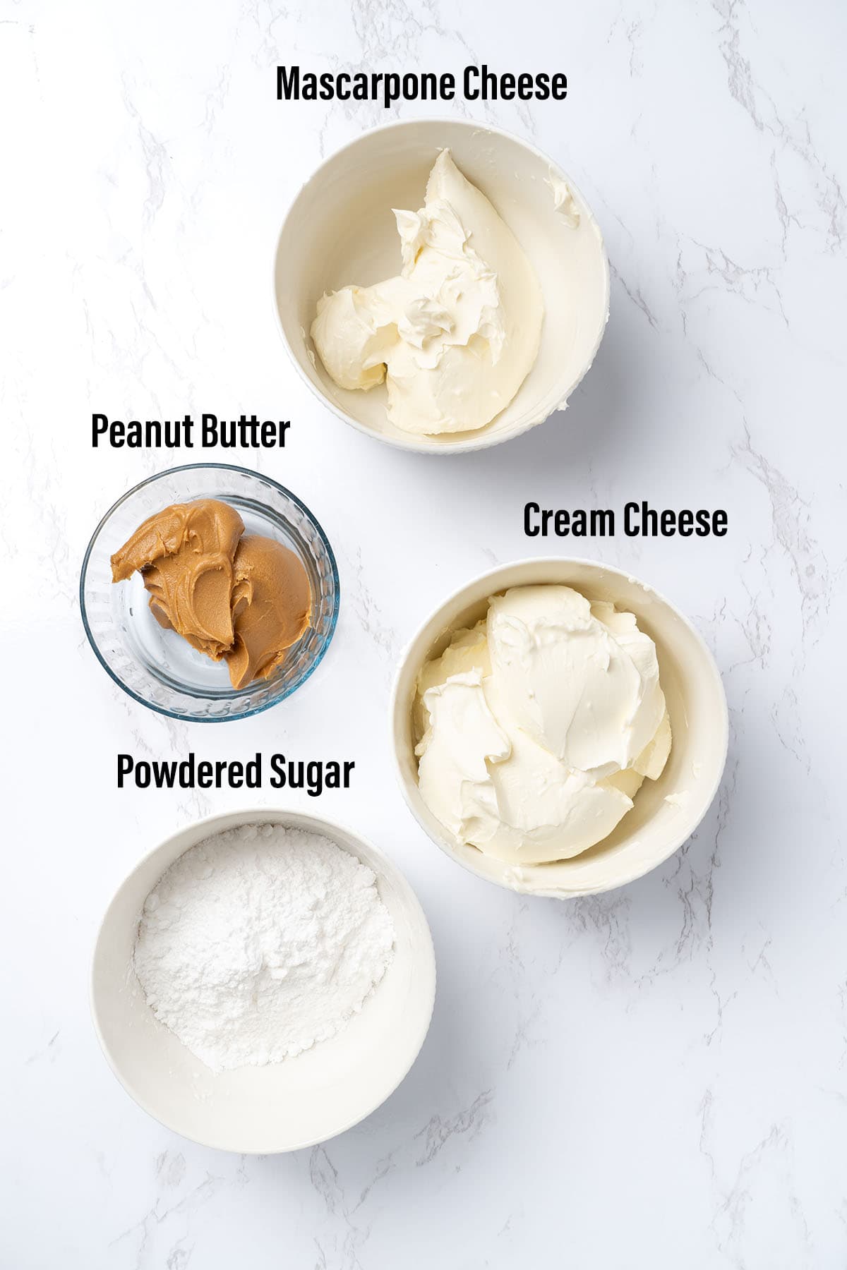 Peanut butter cream cheese frosting ingredients.