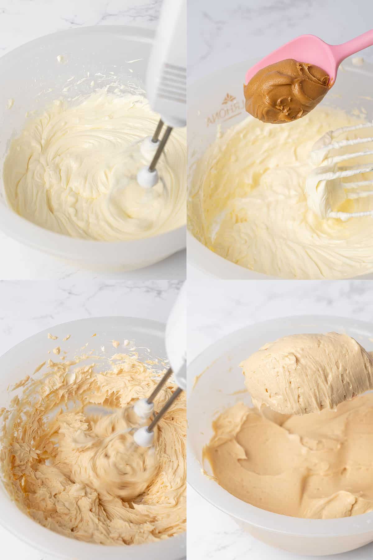 Peanut butter cream cheese frosting process.