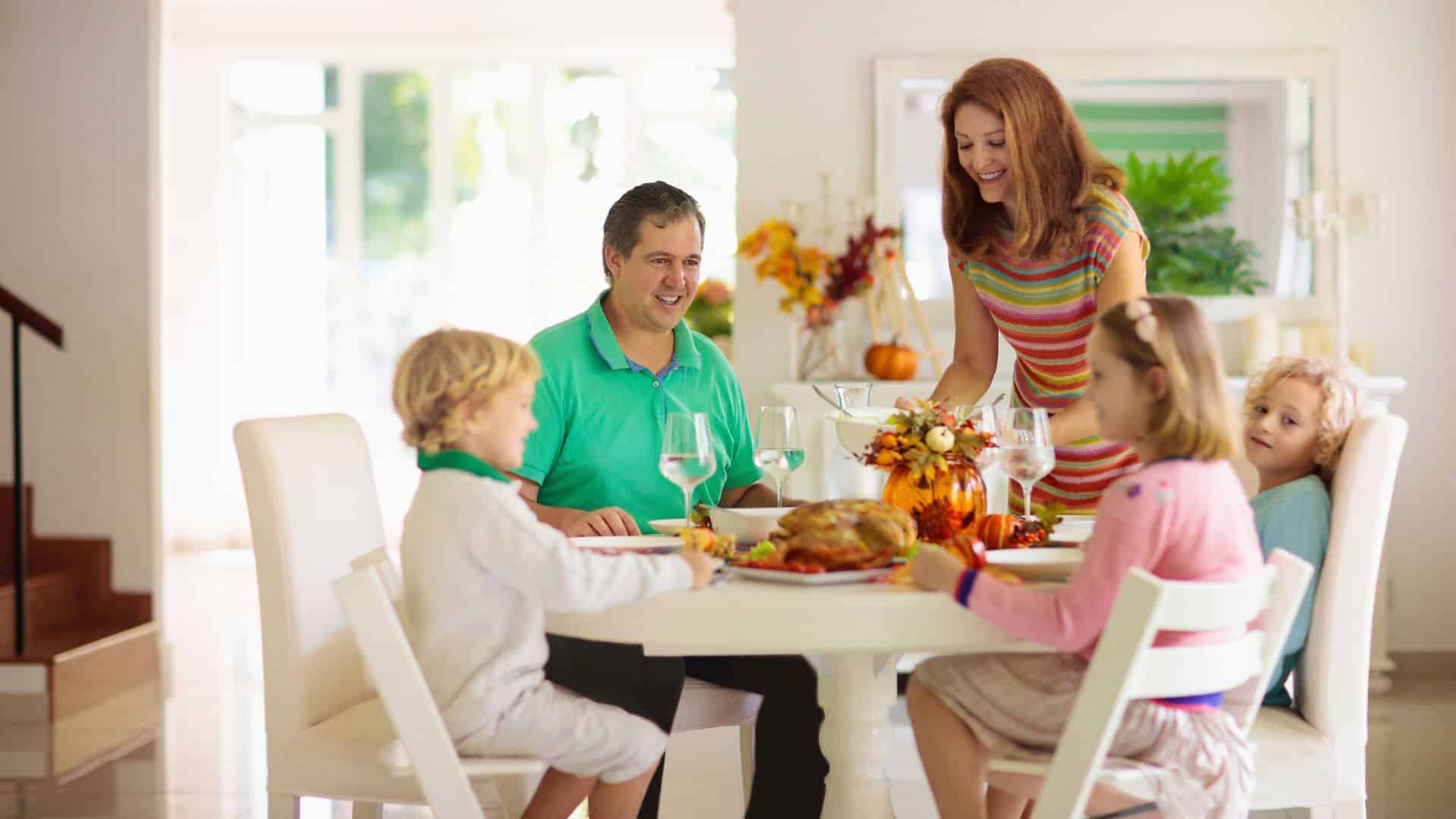 family having dinner.
