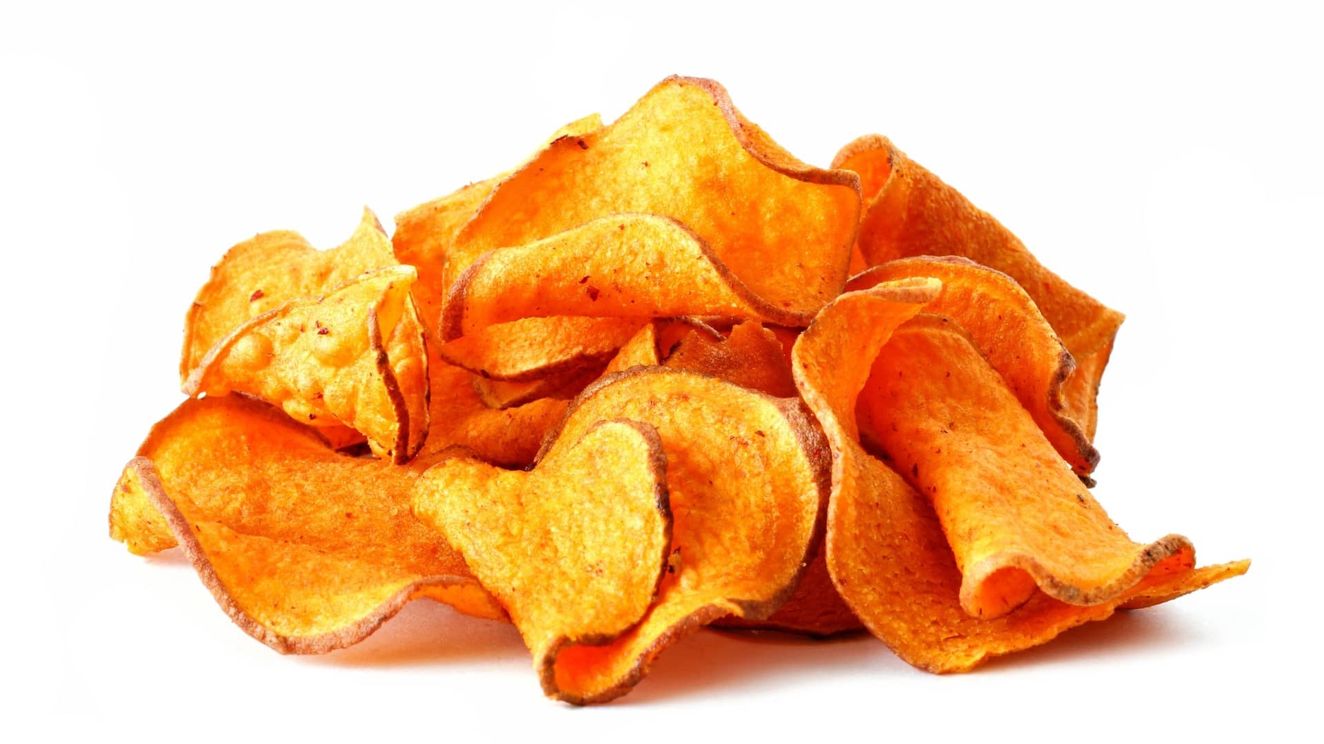 sweet potato chips in a pile
