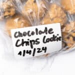 Cookie balls in a plastic bag for freezing.