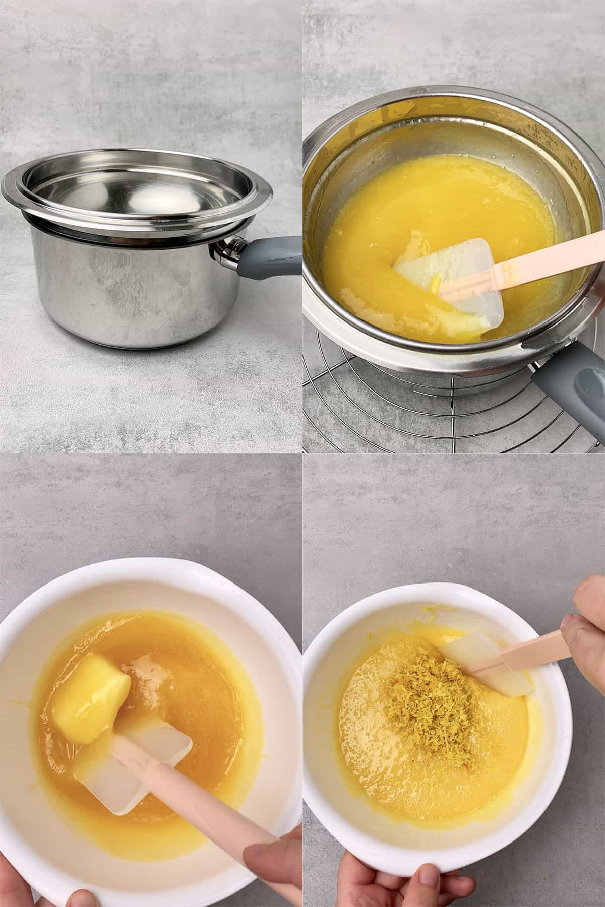 Lemon curd process.