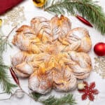Star bread with Christmas decoration.