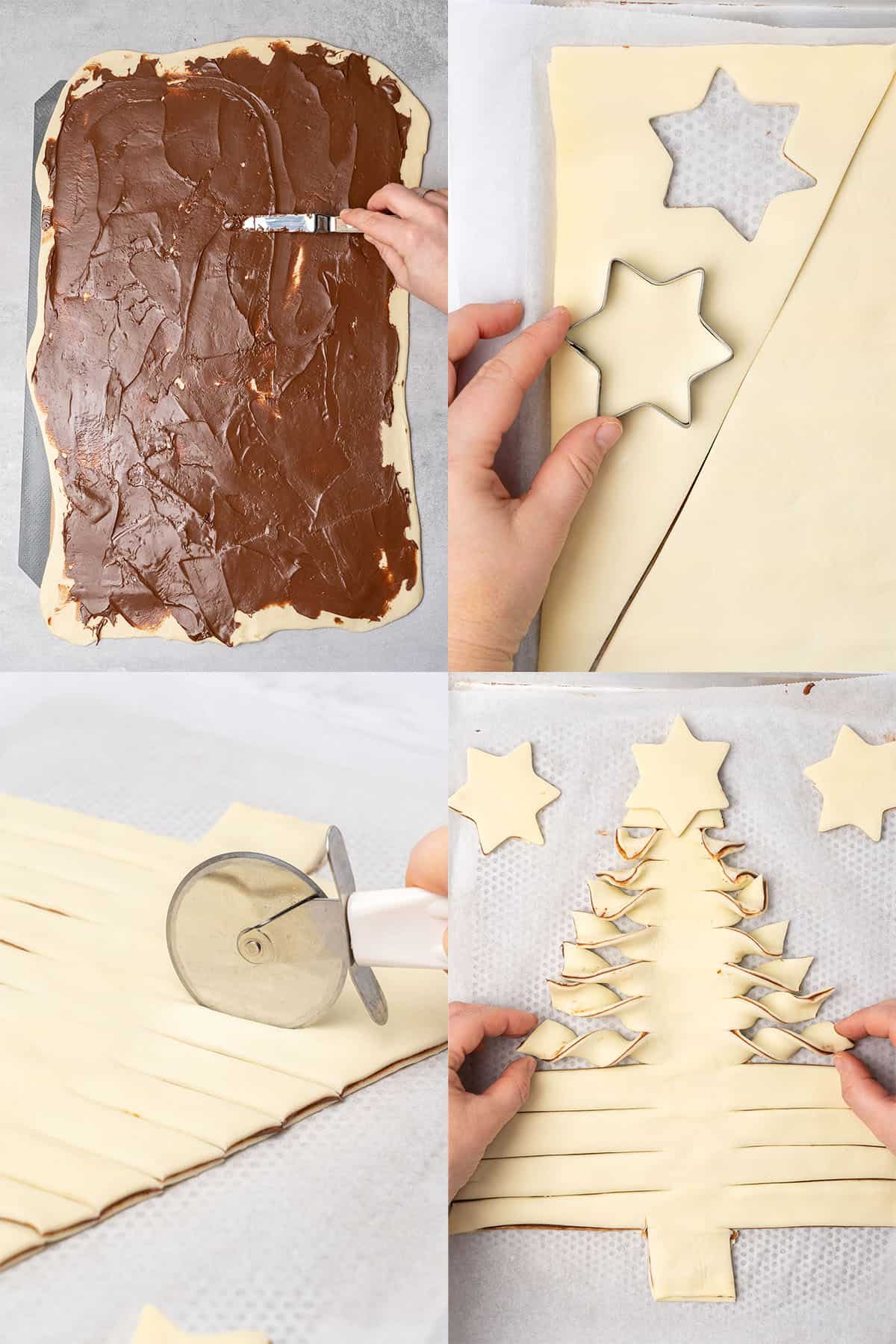 nutella puff pastry Christmas tree assembly.