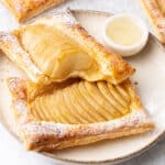 puff pastry tarts on a plate.