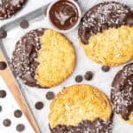 Coconut cookies on a tray.