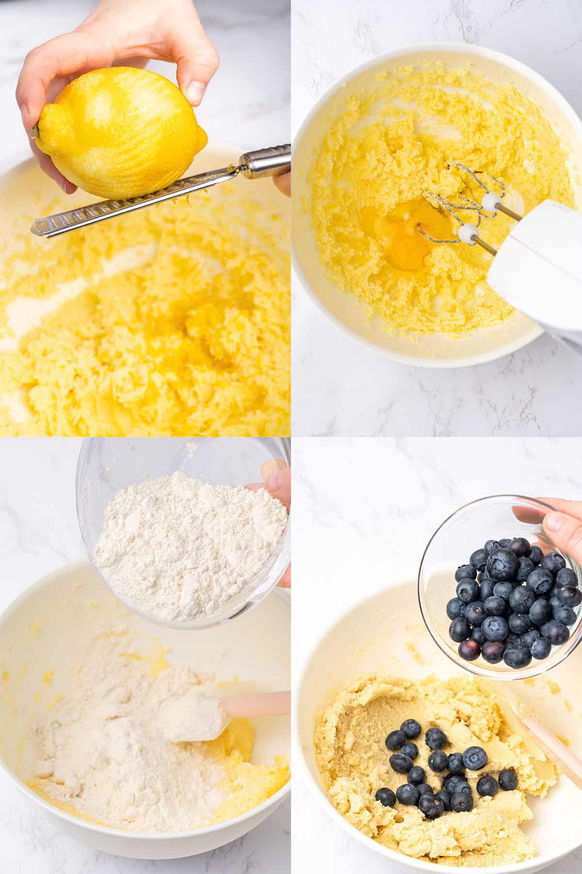 Lemon Blueberry cookies assembly process.