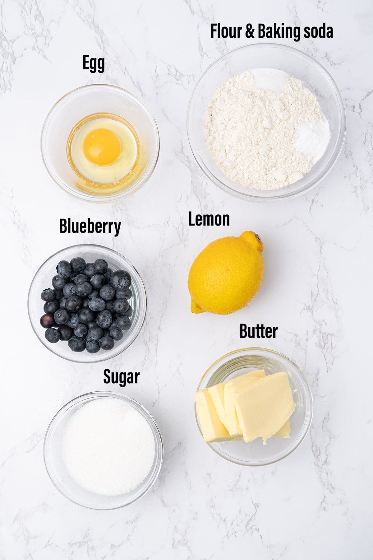 Lemon blueberry cookies ingredients.