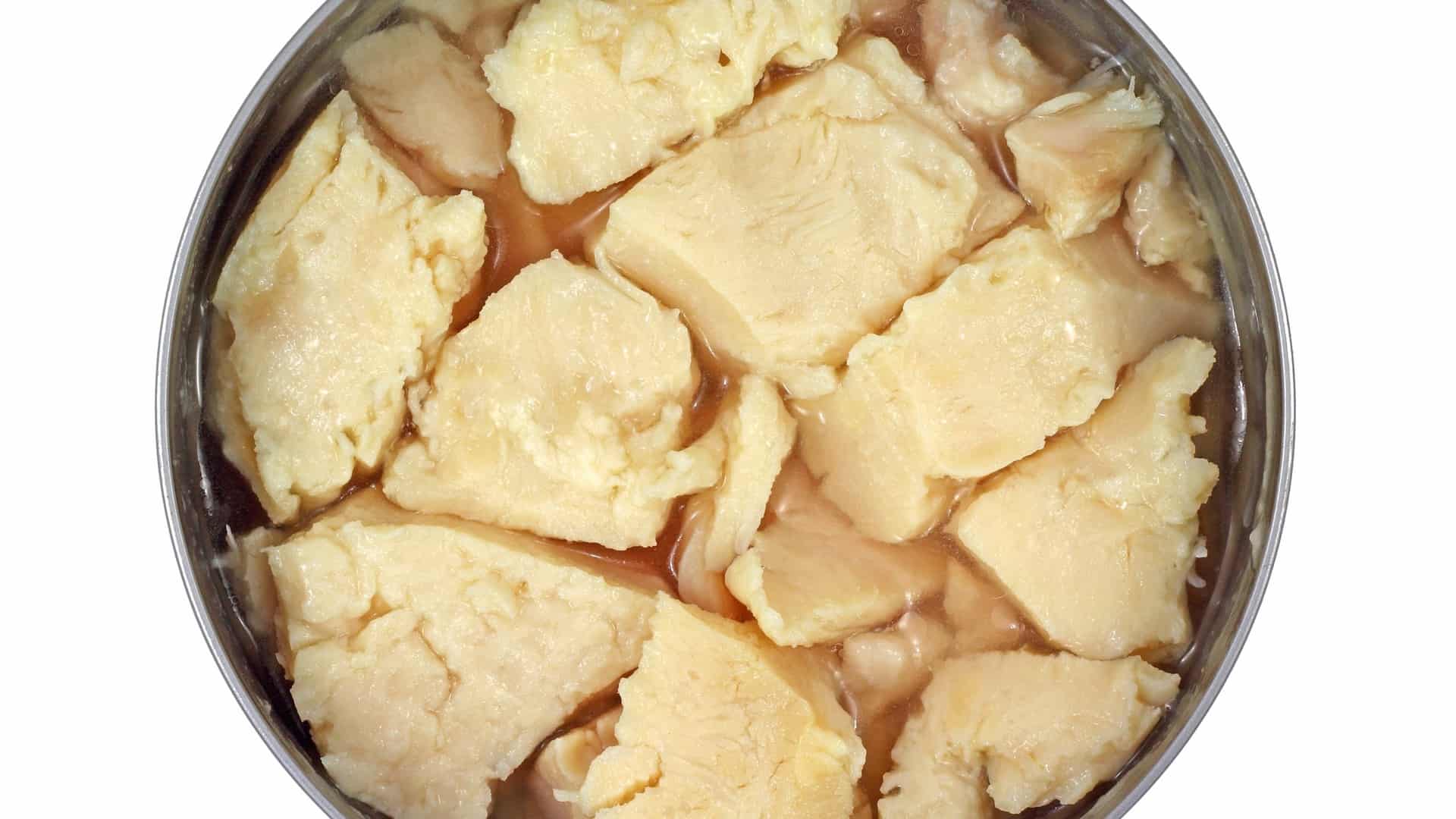 canned chicken close up