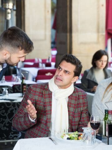 Man complaining in a restaurant
