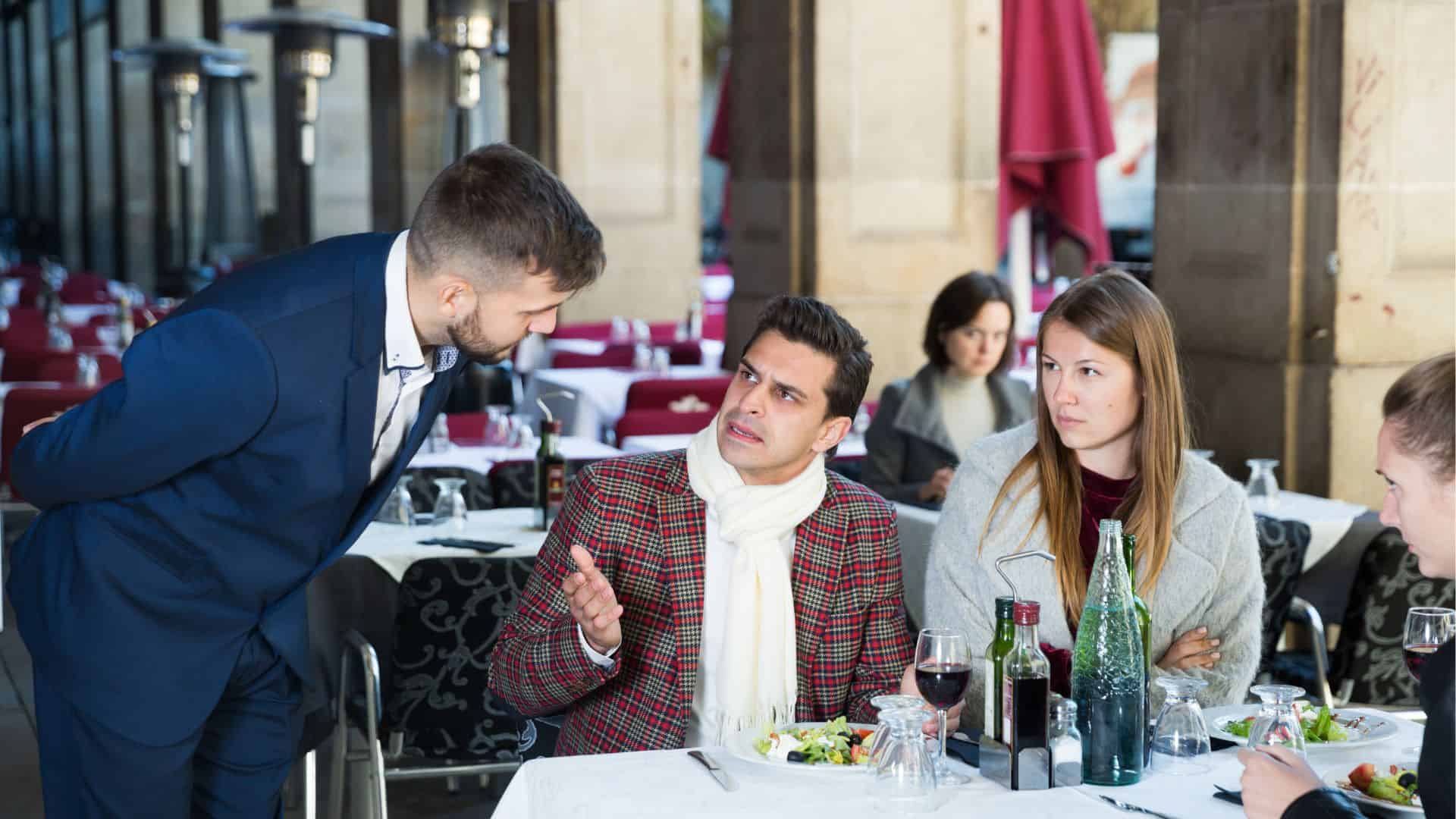 Man complaining in a restaurant