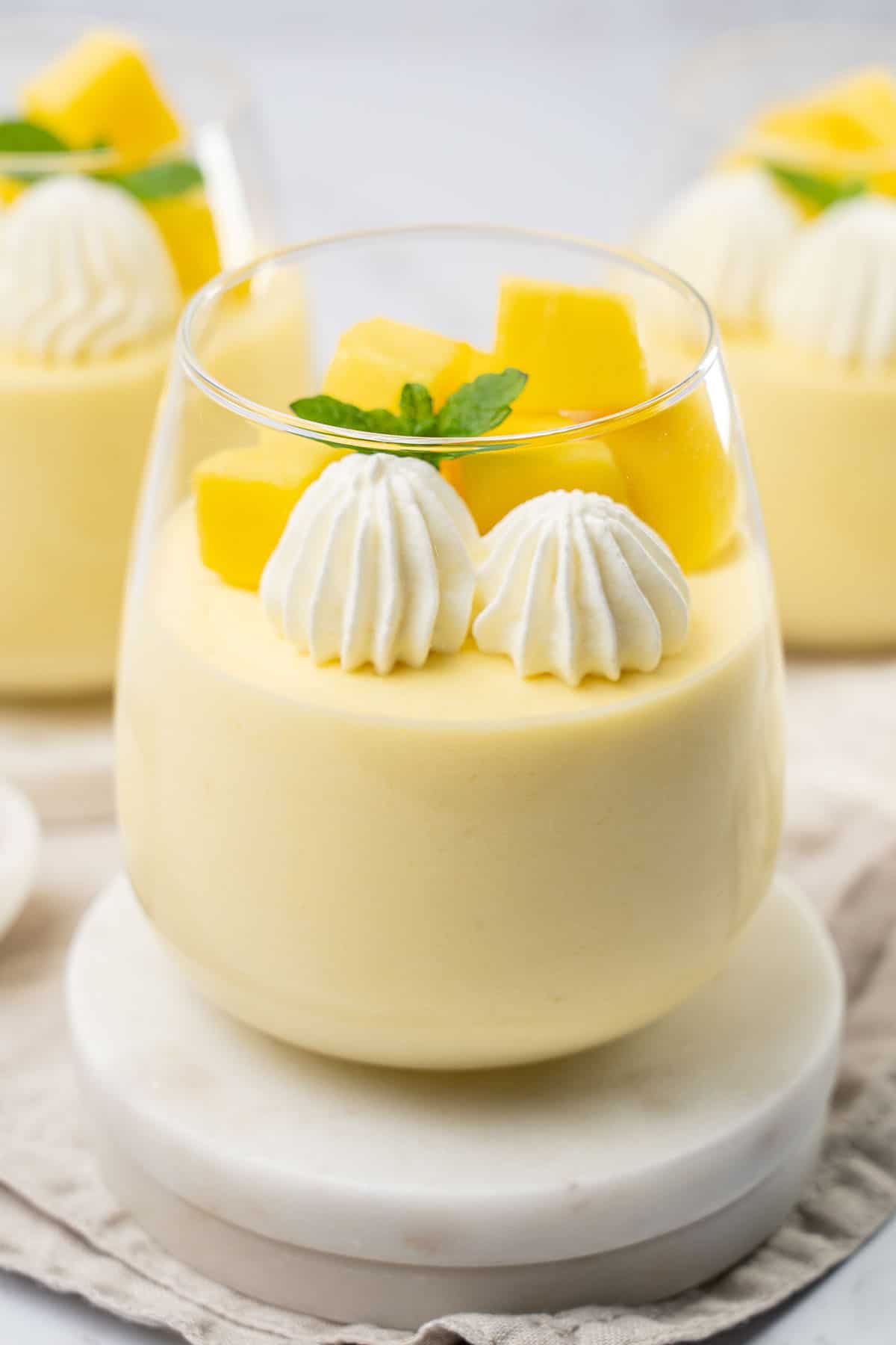 3 glasses of Mango mousse.