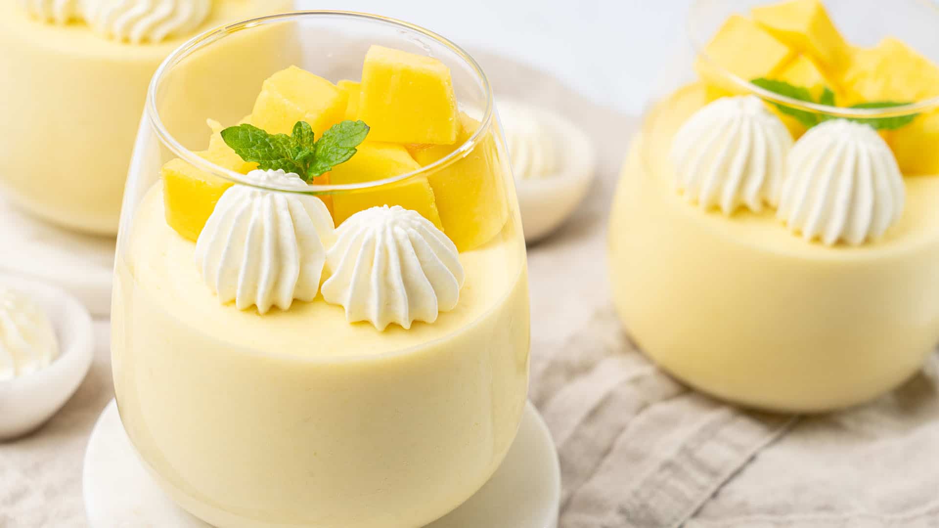 3 glasses of Mango mousse.