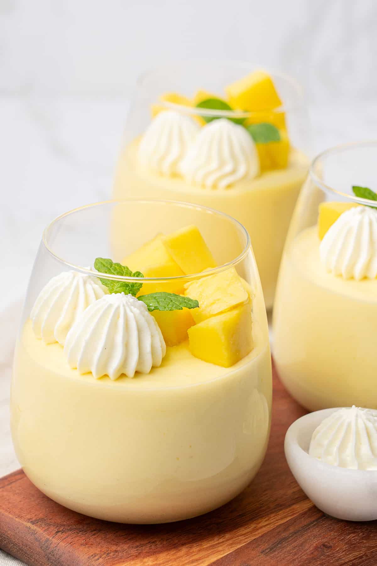 3 glasses of Mango mousse.