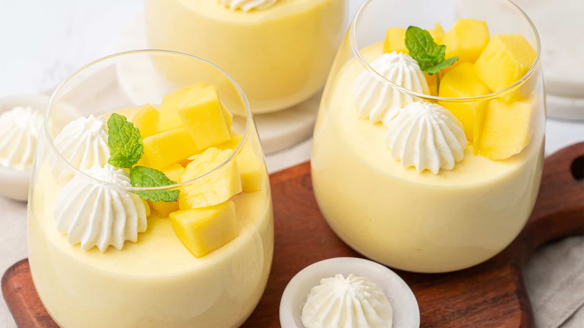 3 glasses of Mango mousse.