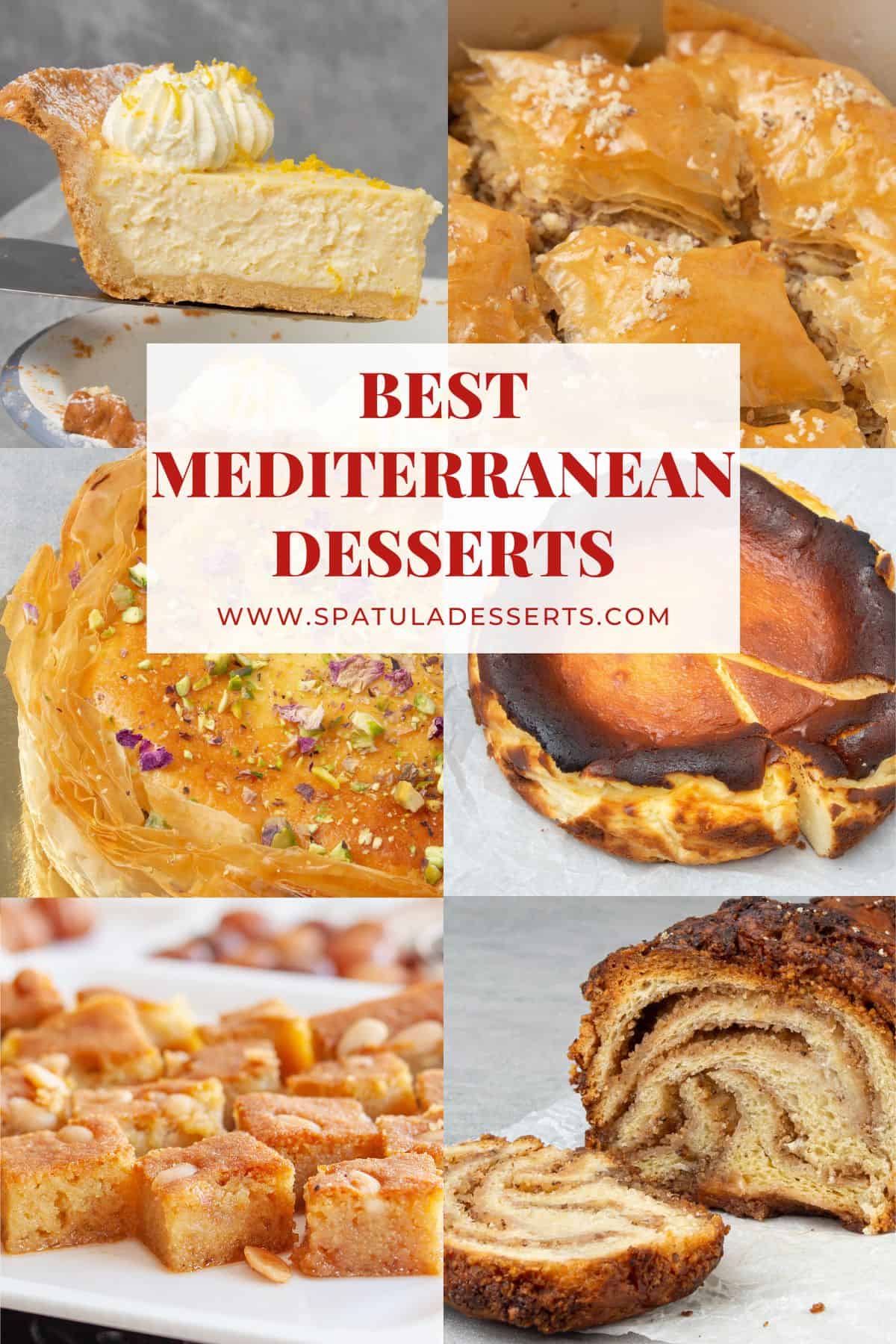 6 different mediterranean desserts.