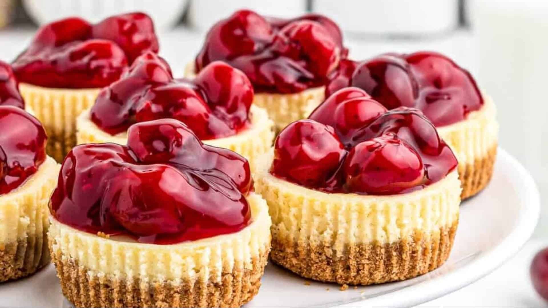 cherry cheesecake with cherries on top