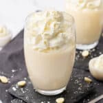 White Chocolate mousse in a glass.