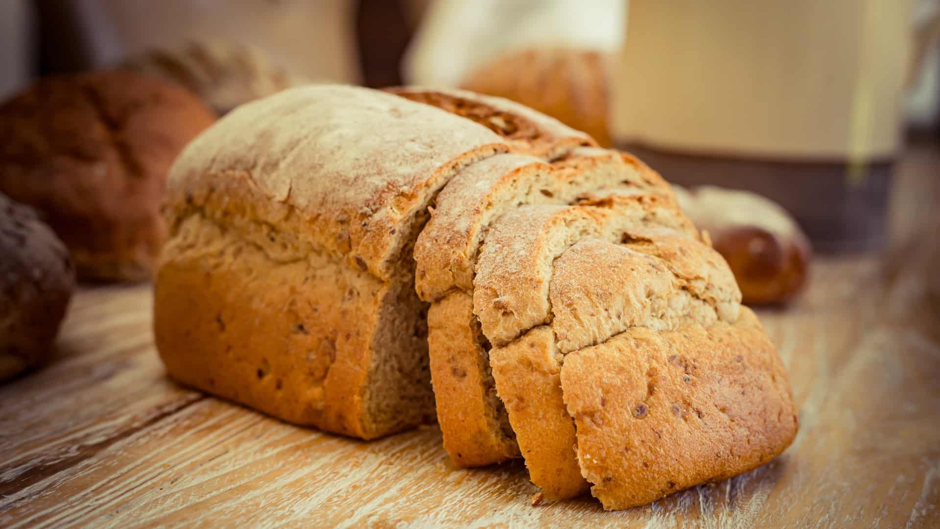 Ezikiel bread on a cutting board
