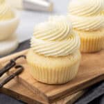 Ermine frosting on a cupcake.