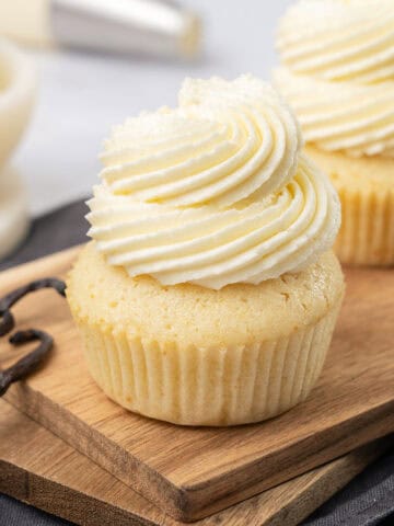 Ermine frosting on a cupcake.