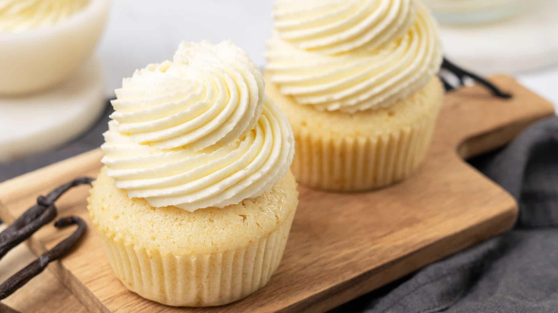 Ermine frosting on a cupcake.