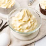 French buttercream in a glass bowl.