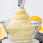 Piping Lemon cream cheese frosting.