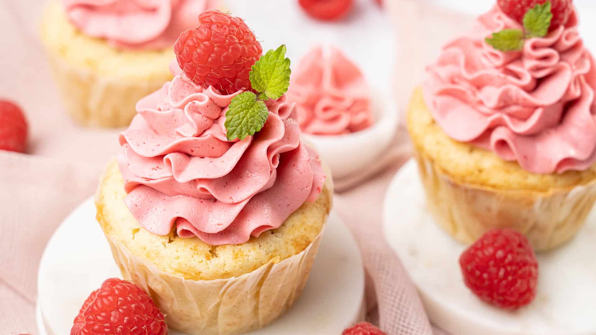 Raspberry cupcakes.