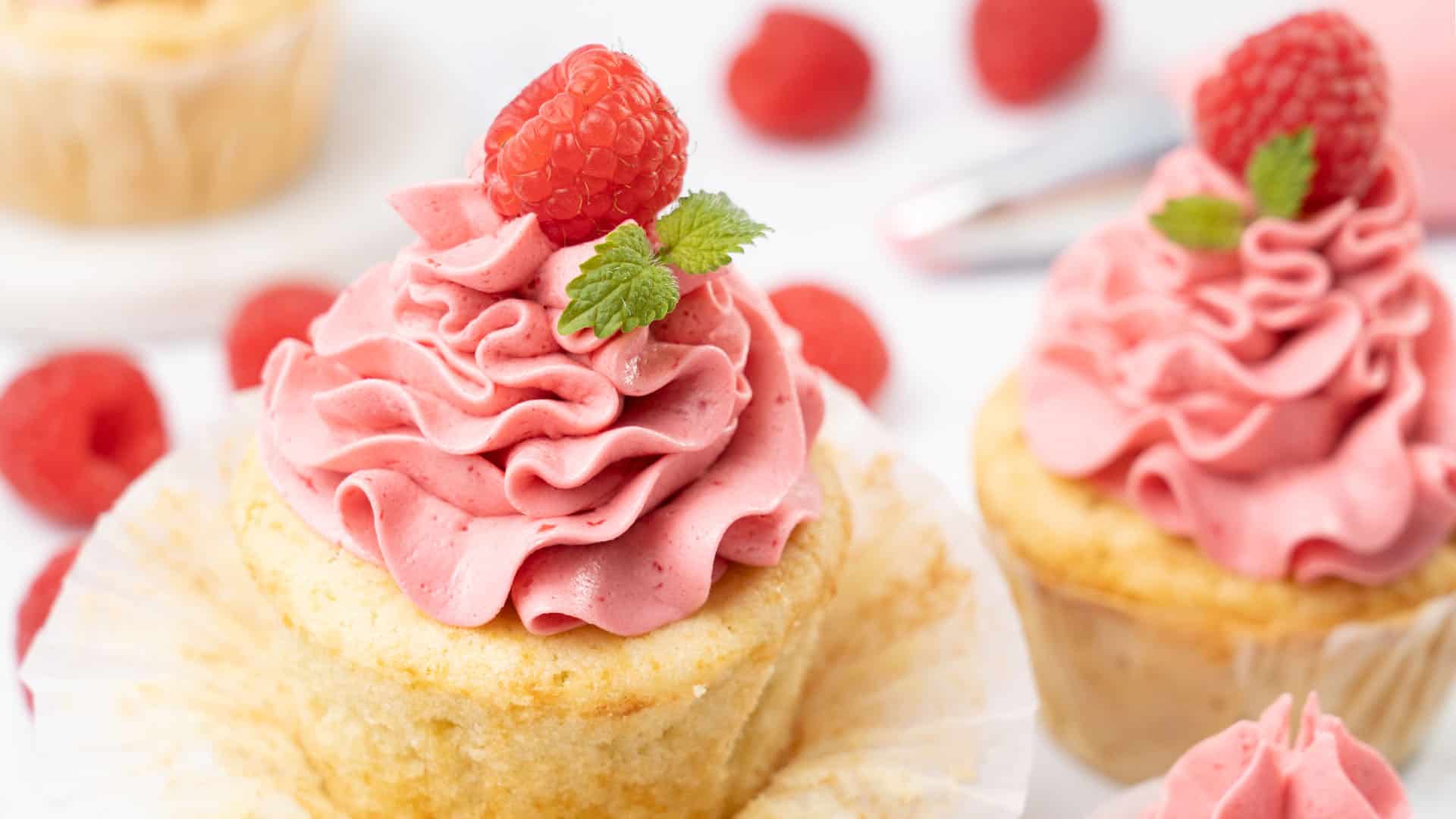 Raspberry cupcakes.