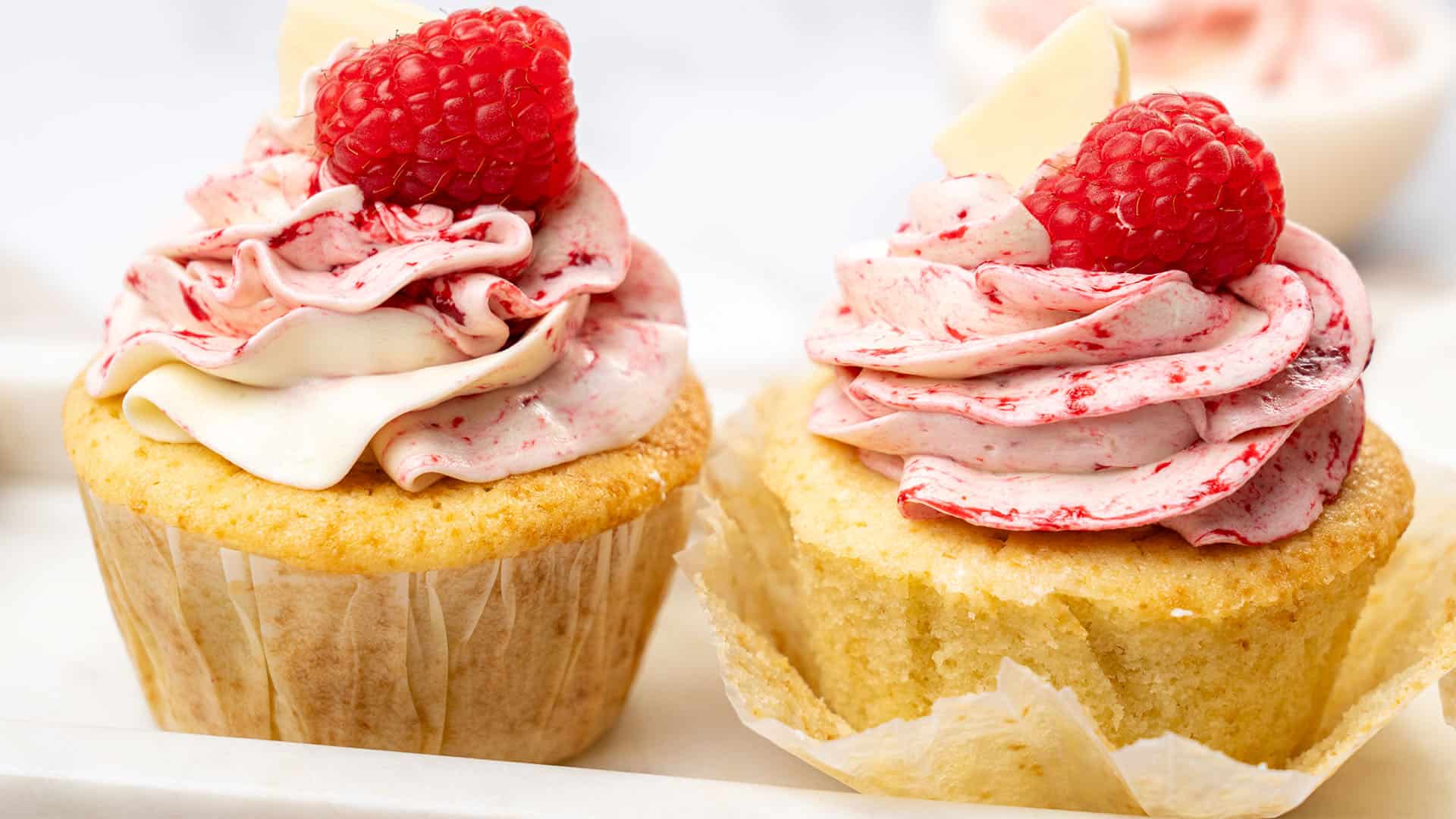 Raspberry white chocolate cupcakes.