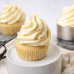 Russian buttercream on a cupcake.