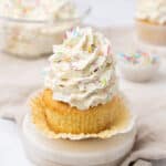 Funfetti frosting on a cupcake.