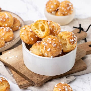 Chouquettes in a bowl.